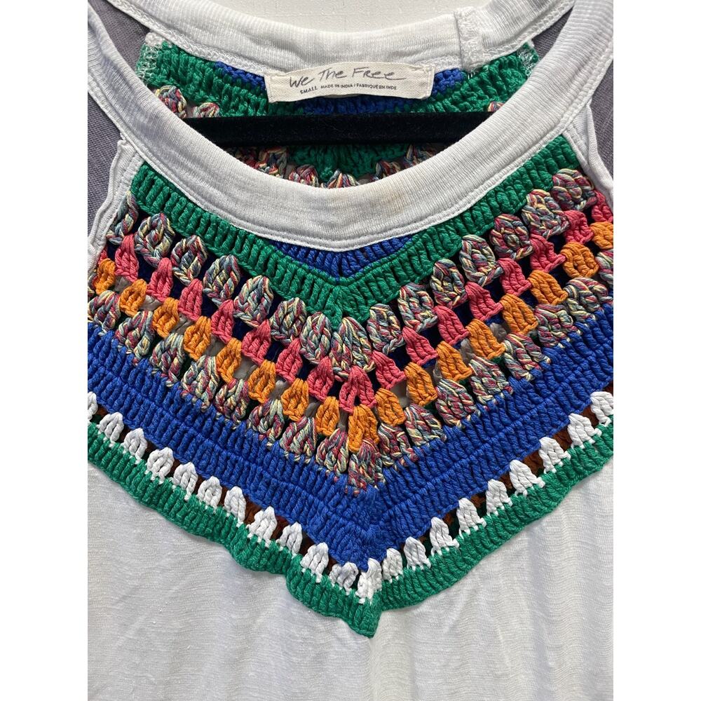 We The Free Women's T-Shirt Crocheted Upper Section 3/4 Sleeves Small Boho - Picture 4 of 7